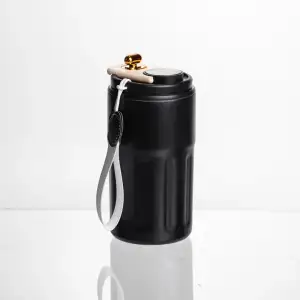 Термочашка Coffee 400 мл с ремешком и датчиком температуры, черный Yiwu HP-GM-3 UA