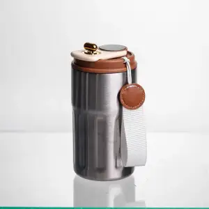 Термочашка Coffee 400 мл з ремінцем та датчиком температури, коричневий Yiwu HP-GM-1 UA