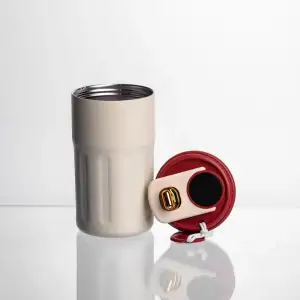 Термочашка Coffee 400 мл з ремінцем та датчиком температури, червоний Yiwu HP-GM-5 UA