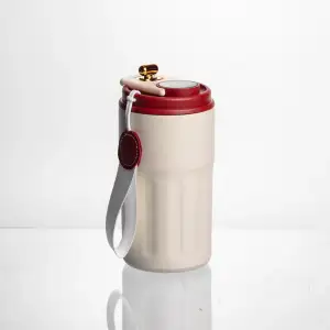 Термочашка Coffee 400 мл з ремінцем та датчиком температури, червоний Yiwu HP-GM-5 UA