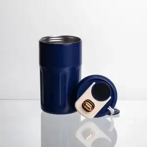 Термочашка Coffee 400 мл с ремешком и датчиком температуры, синий Yiwu HP-GM-4 UA
