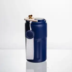 Термочашка Coffee 400 мл з ремінцем та датчиком температури, синій Yiwu HP-GM-4 UA