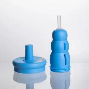 Пляшка для води скляна Abstract із ситечком 1 л, синій Yiwu HP-GM-27 UA