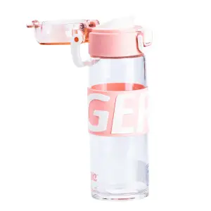 Бутылка для воды 460 мл стеклянная с пластиковой крышкой Розовый HP17299P Happy Life UA