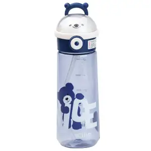 Бутылка для воды 620 мл с трубочкой Синяя HP17300BL Happy Life UA