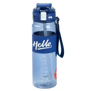 Бутылка для воды 860 мл тритан с ремешком и ручкой Синяя HP17303BL Happy Life UA
