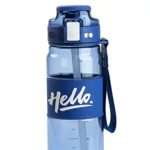 Бутылка для воды 860 мл тритан с ремешком и ручкой Синяя HP17303BL Happy Life UA