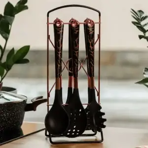 Набор кухонных принадлежностей на подставке 6 штук кухонные аксессуары Мрамор YRUR6 TS Kitchen UA
