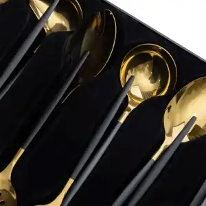 Набор кухонных принадлежностей 12 предметов столовые приборы из нержавейки Золото с черным HP-20-22 Yiwu UA