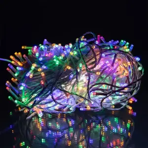 Світлодіодна гірлянда Роса 50 метрів 500 LED біла нитка на мідному дроті з пультом Багатобарвність 500L50MWML Garlando UA