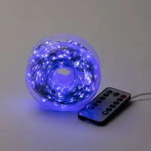 Гірлянда роса на пульті 100 метрів на 1000 led світлодіодів крапля на білому дроті синя 1000L100MWBL Garlando UA