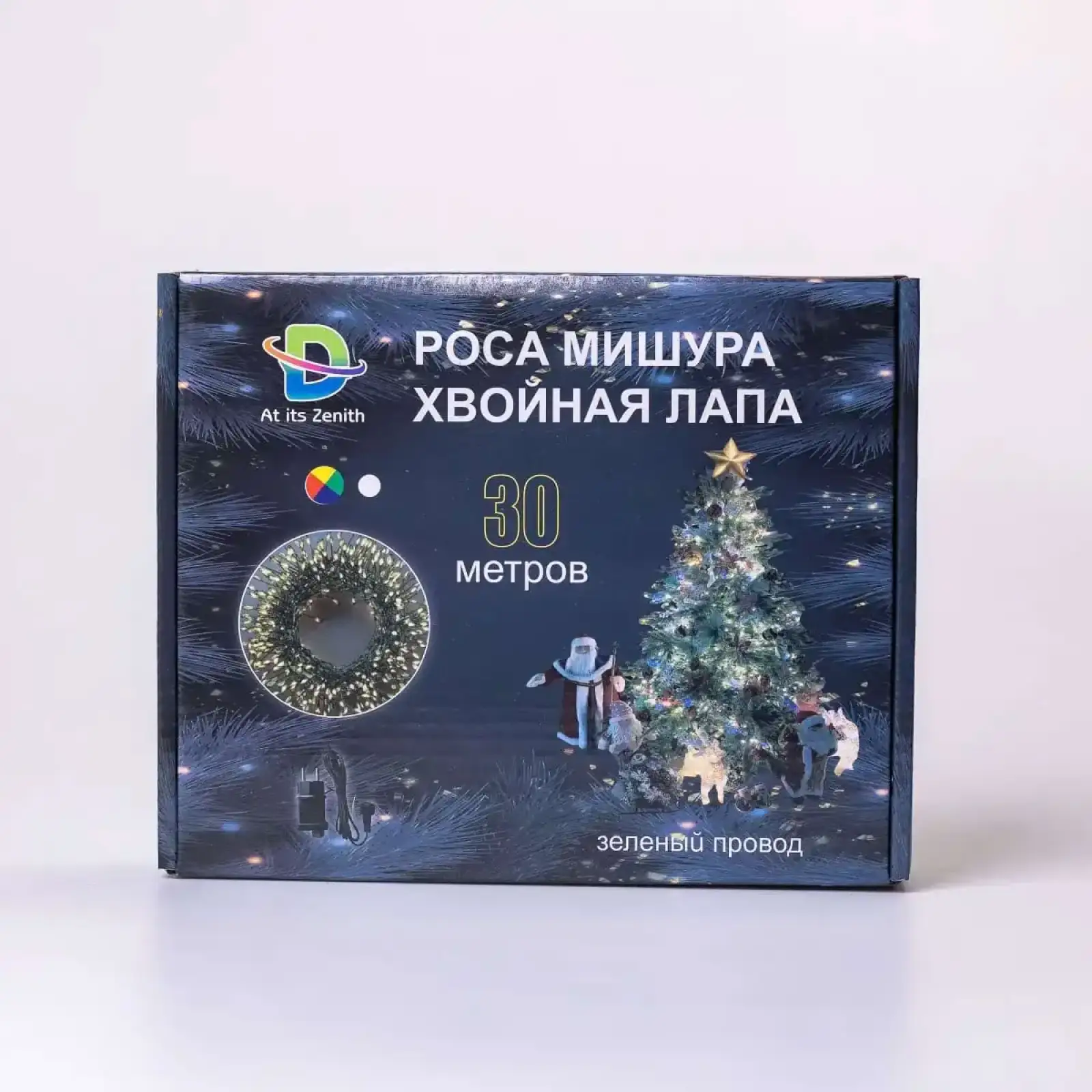 Гірлянда нитка хвойна лапа 30 метрів 640 led зелений дріт мультиколор D1750ML Garlando UA