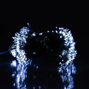 Гирлянда Конский хвост Мишура 960 LED 16 нитей 3 м зеленая, белый GarlandoPro D960L3MGW UA