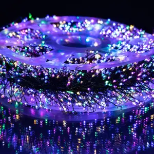 Гирлянда-нить Роса Хвойная лапа 2000 LED 100 метров зеленая нить, мультиколор Garlando D2000L100MGML UA