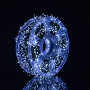 Гирлянда-нитка Роса Хвойная лапа 2000 LED 100 метров зеленая нить белый Garlando D2000L100MGW UA
