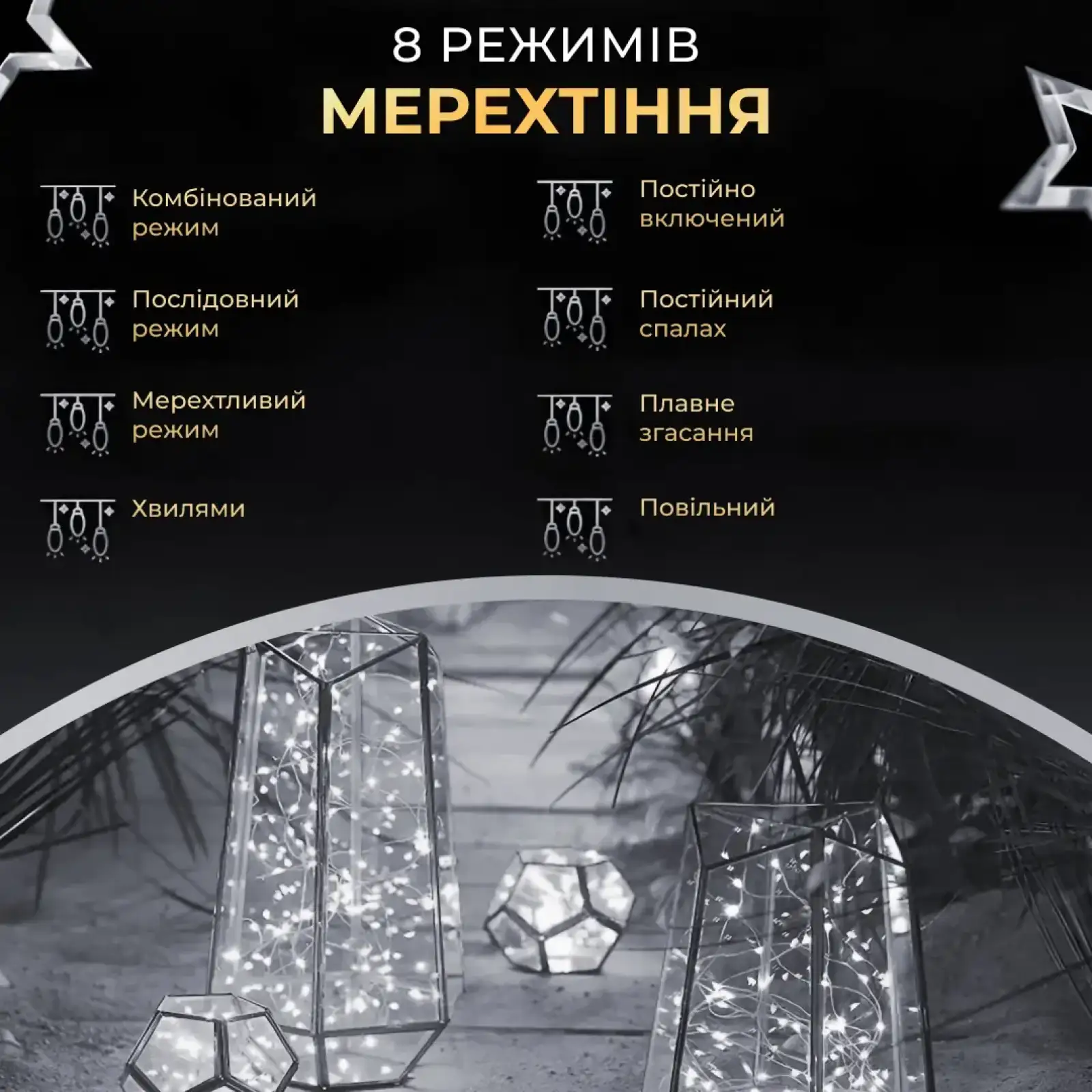Гірлянда роса на пульті 100 метрів на 1000 led світлодіодів крапля на зеленому дроті біла 1000L100MGW Garlando UA