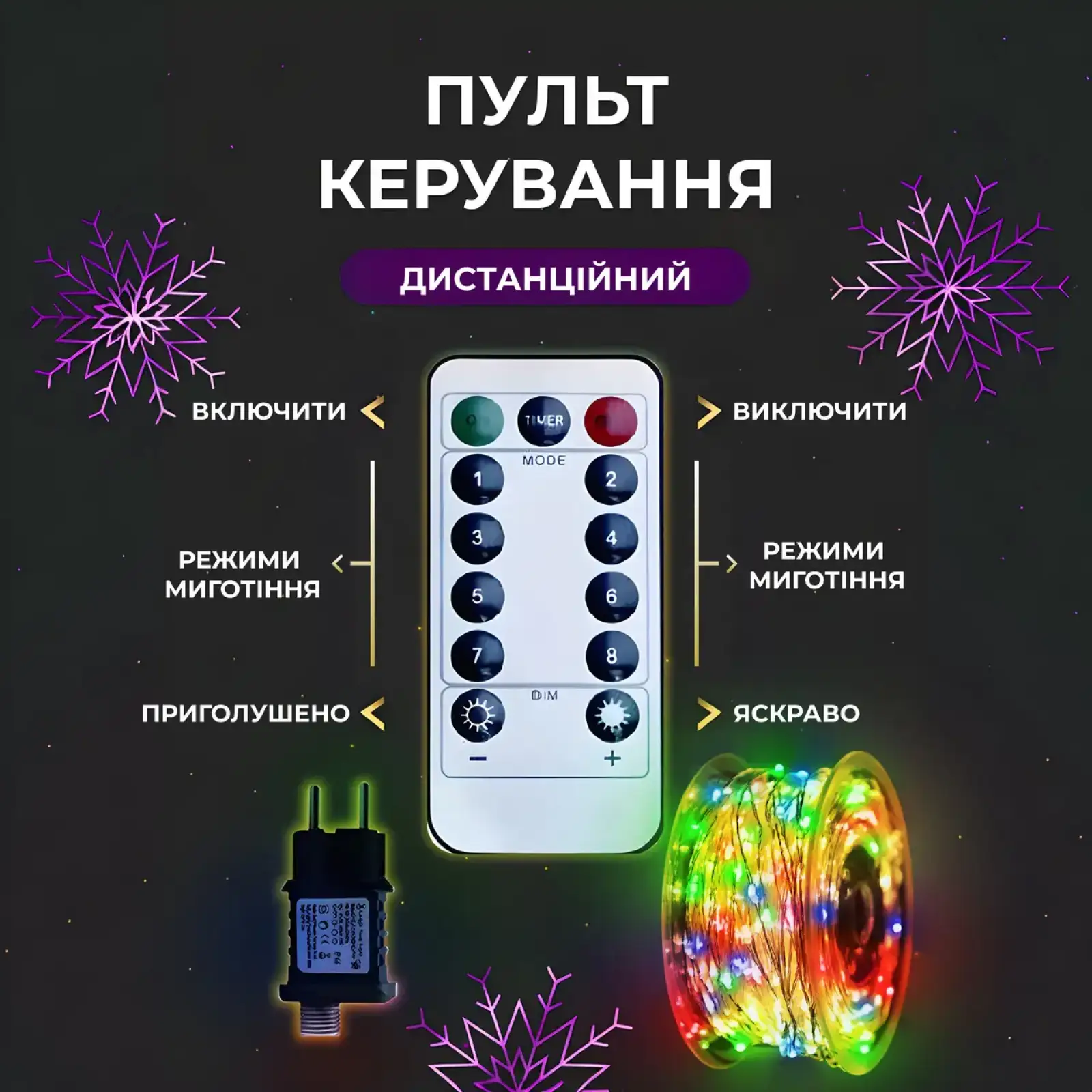 Гірлянда роса на пульті 200 метрів на 2000 led світлодіодів крапля на білому дроті мультиколор 2000L200MWML Garlando UA