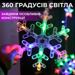 Гирлянда светодиодная штора GarlandoPro снежинка и звезда 12 фигур 3х1 м гирлянда звезда 1733061ML UA