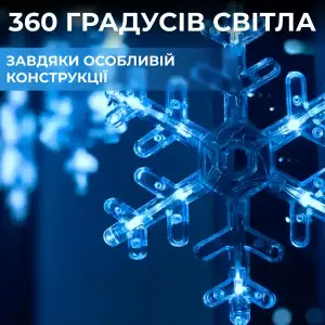 Гирлянда светодиодная штора GarlandoPro снежинка и звезда 12 фигур 3х1 м гирлянда звезда Синий 1733062BL UA