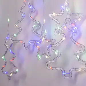 Гирлянда штора светодиодная GarlandoPro звезда и елка 120LED 3х0,9 м 8 режимов 1733069ML UA