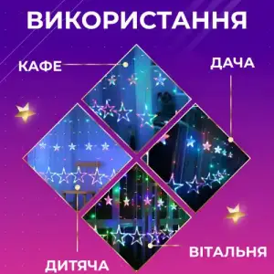 Гирлянда штора светодиодная GarlandoPro звезда и елка 120LED 3х0,9 м 8 режимов 1733069ML UA