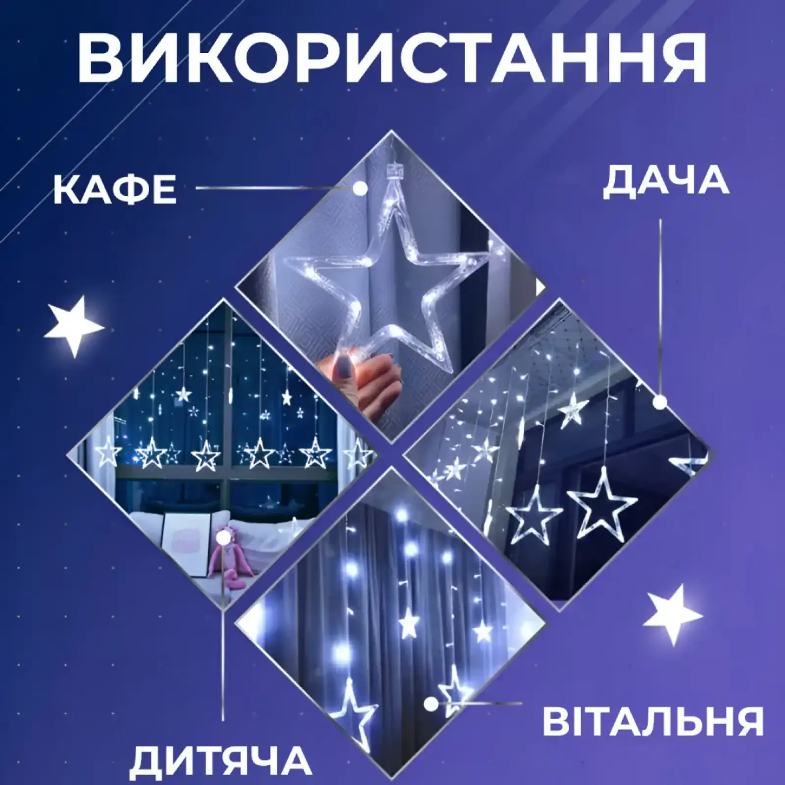 Гирлянда штора светодиодная GarlandoPro звезда и елка 120LED 3х0,9 м 8 режимов Белый 1733071W UA