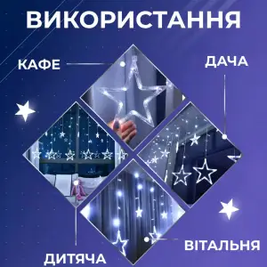 Гирлянда штора светодиодная GarlandoPro звезда и елка 120LED 3х0,9 м 8 режимов Белый 1733071W UA