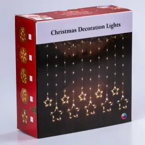 Гирлянда штора светодиодная GarlandoPro звезда и елка 120LED 3х0,9 м 8 режимов Белый 1733071W UA