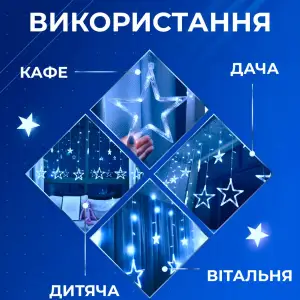 Гирлянда штора светодиодная GarlandoPro звезда и елка 120LED 3х0,9 м 8 режимов Синий 1733070BL UA