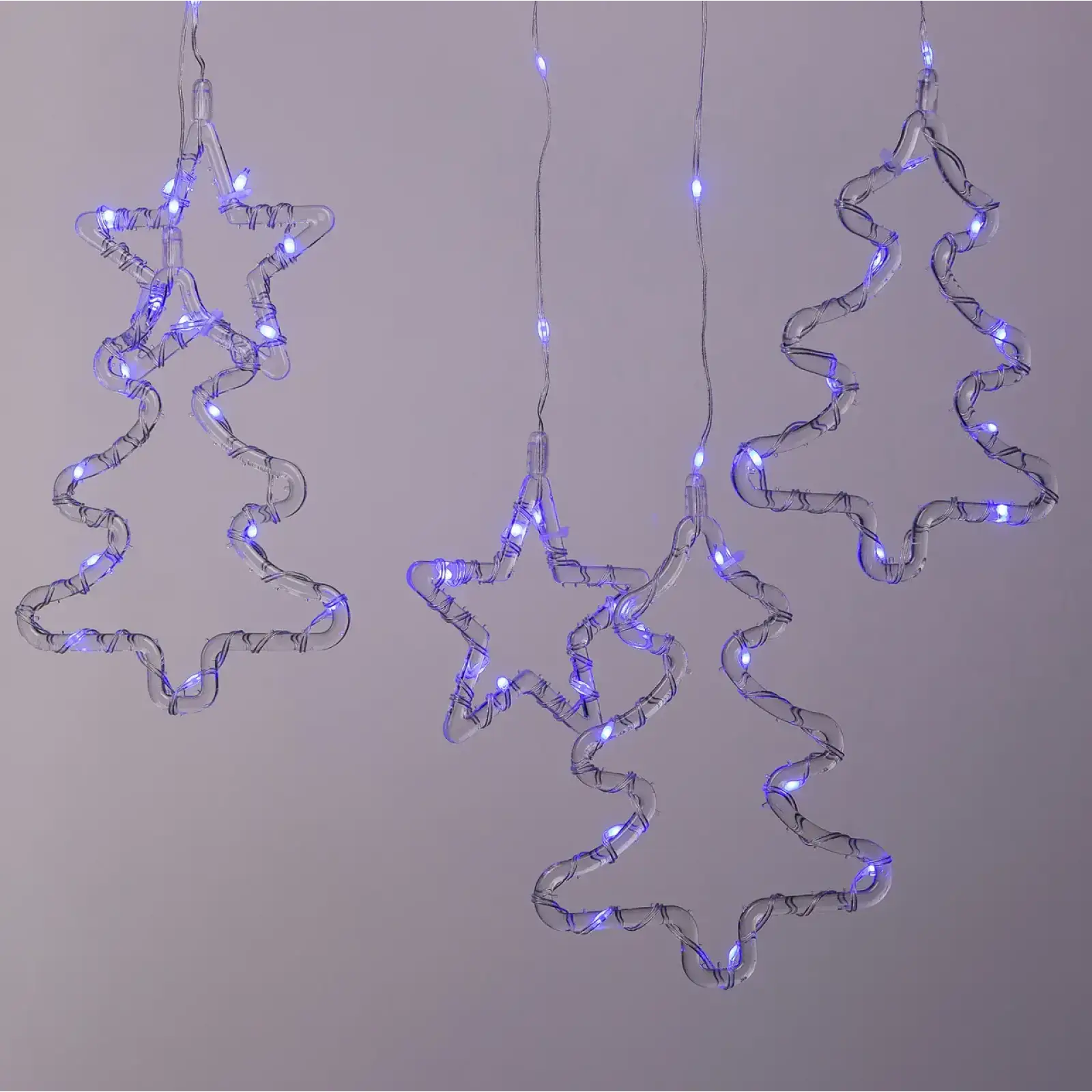 Гирлянда штора светодиодная GarlandoPro звезда и елка 120LED 3х0,9 м 8 режимов Синий 1733070BL UA