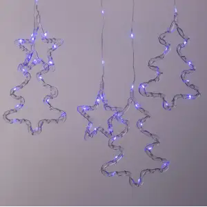 Гирлянда штора светодиодная GarlandoPro звезда и елка 120LED 3х0,9 м 8 режимов Синий 1733070BL UA