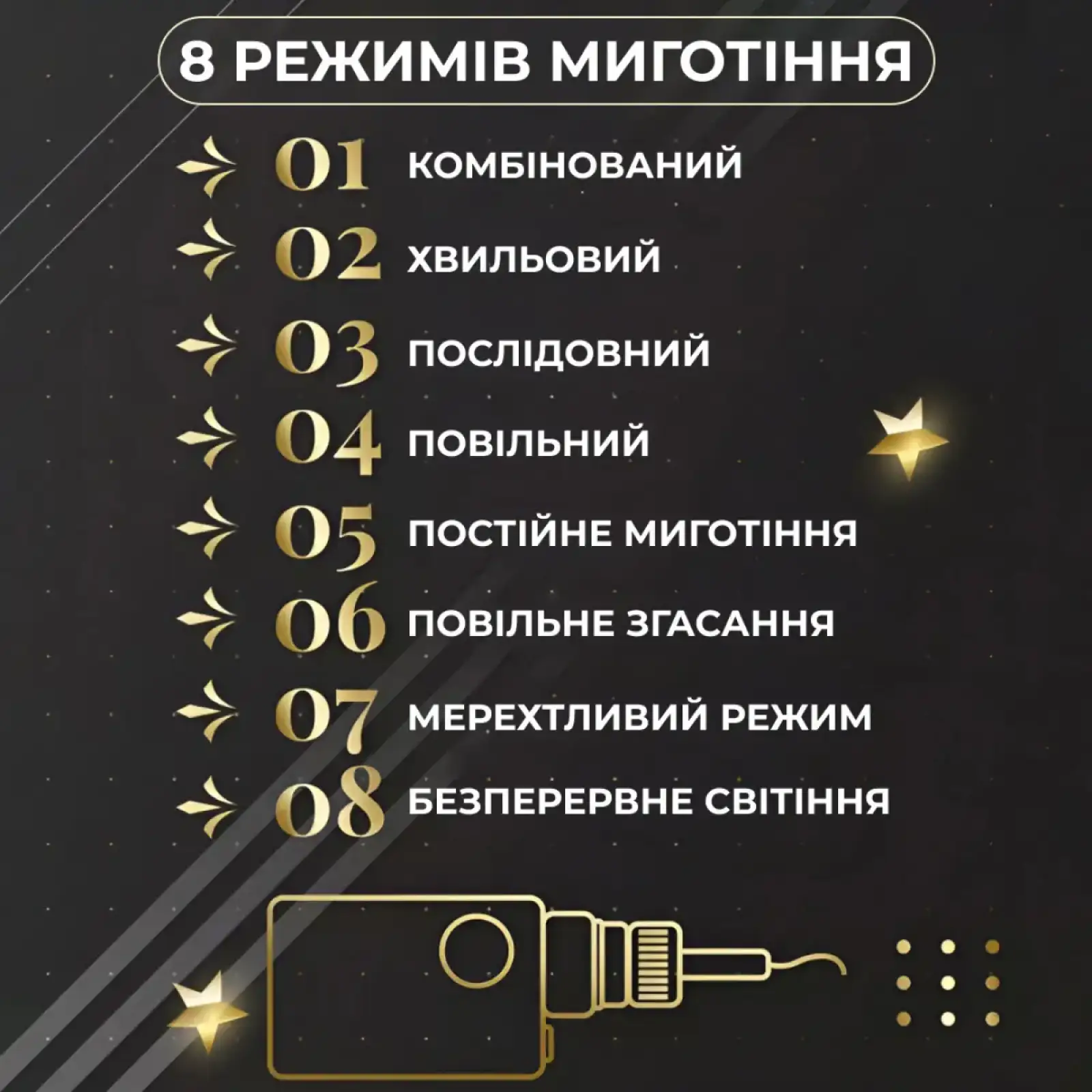Гирлянда штора светодиодная GarlandoPro звезда и елка 120LED 3х0,9 м 8 режимов Желтый 1733072Y UA