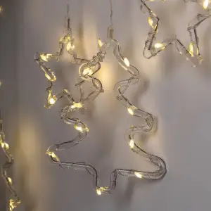 Гирлянда штора светодиодная GarlandoPro звезда и елка 120LED 3х0,9 м 8 режимов Желтый 1733072Y UA