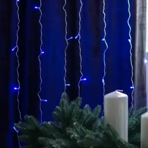 Гирлянда штора 3х2 м 144 LED светодиодная медный провод 16 нитей Синий ZWM2320LEDBL Garlando UA