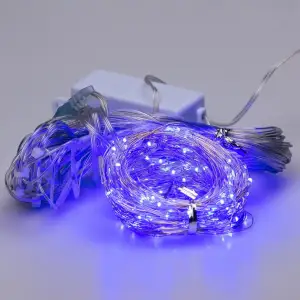 Гірлянда штора світлодіодна GarlandoPro Роса 200LED 3х2м 10 ліній 8 режимів гірлянда крапля роси Синій 173302BL UA