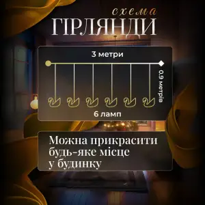 Гірлянда штора з фігурками Сваровскі 3 метри 6 ламп тепле білий світло 6L3MSWA Garlando UA