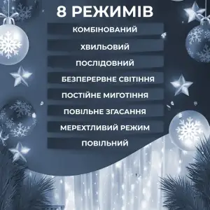 Гірлянда світлодіодна GarlandoPro 270 LED Водоcпад 3х3 м 10 ліній 8 режимів Білий 1733051W UA