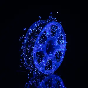 Новорічна гірлянда Хвойна лапа кімнатна роса 100 м 3000 LED зелений провід Синє сяйво D3000L100MGBL Garlando UA