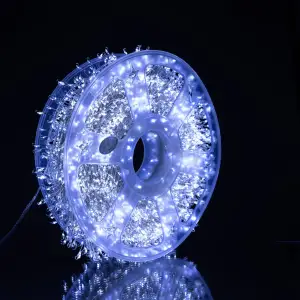 Гірлянда-нитка Роса Хвойна лапа 1000 LED 50 метрів зелена нитка білий Garlando D1000L50MGW UA
