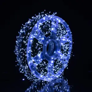Гірлянда-нитка Роса Хвойна лапа 1000 LED 50 метрів зелена нитка білий Garlando D1000L50MGW UA