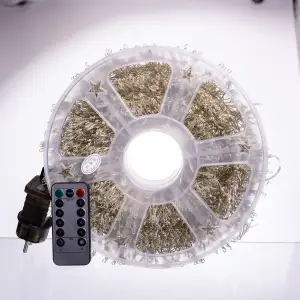 Гірлянда-нитка Роса Хвойна лапа 1000 LED 50 метрів зелена нитка білий Garlando D1000L50MGW UA