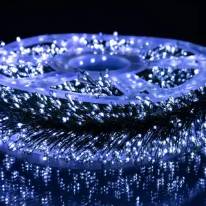 Гірлянда-нитка Роса Хвойна лапа 1000 LED 50 метрів зелена нитка білий Garlando D1000L50MGW UA