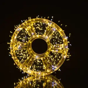 Гирлянда-нитка Роса Хвойная лапа 1000 LED 50 метров зеленая нить желтый D1000L50MGY Garlando UA
