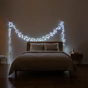 Новогодняя гирлянда комнатная нить 14 м 160 LED комнатная гирлянда черный провод Белый свет W160LED16MBW Garlando UA