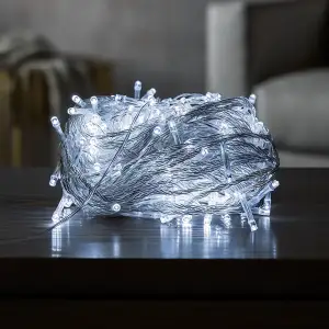 Новорічна гірлянда кімнатна нитка 18 м 180 LED білий провід Білий W180LED18MWW Garlando UA