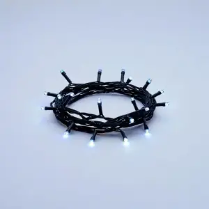 Новогодняя гирлянда комнатная нить 18 м 180 LED комнатная гирлянда черный провод Белый свет W180LED18MBW Garlando UA