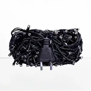 Новогодняя гирлянда комнатная нить 18 м 180 LED комнатная гирлянда черный провод Желтый свет W180LED18MBY Garlando UA