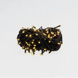 Новогодняя гирлянда комнатная нить 18 м 180 LED комнатная гирлянда черный провод Желтый свет W180LED18MBY Garlando UA