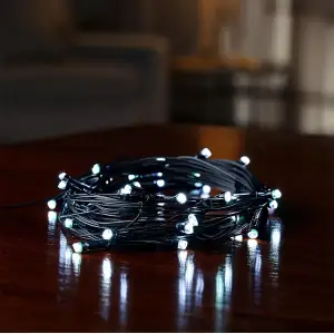 Новогодняя гирлянда комнатная нить 22 м 220 LED черный провод Белый W220LED22MBW Garlando UA