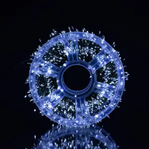 Новорічна гірлянда кімнатна роса 100 м 3000 LED Хвойна лапа зелений провід Біле сяйво D3000L100MGW Garlando UA
